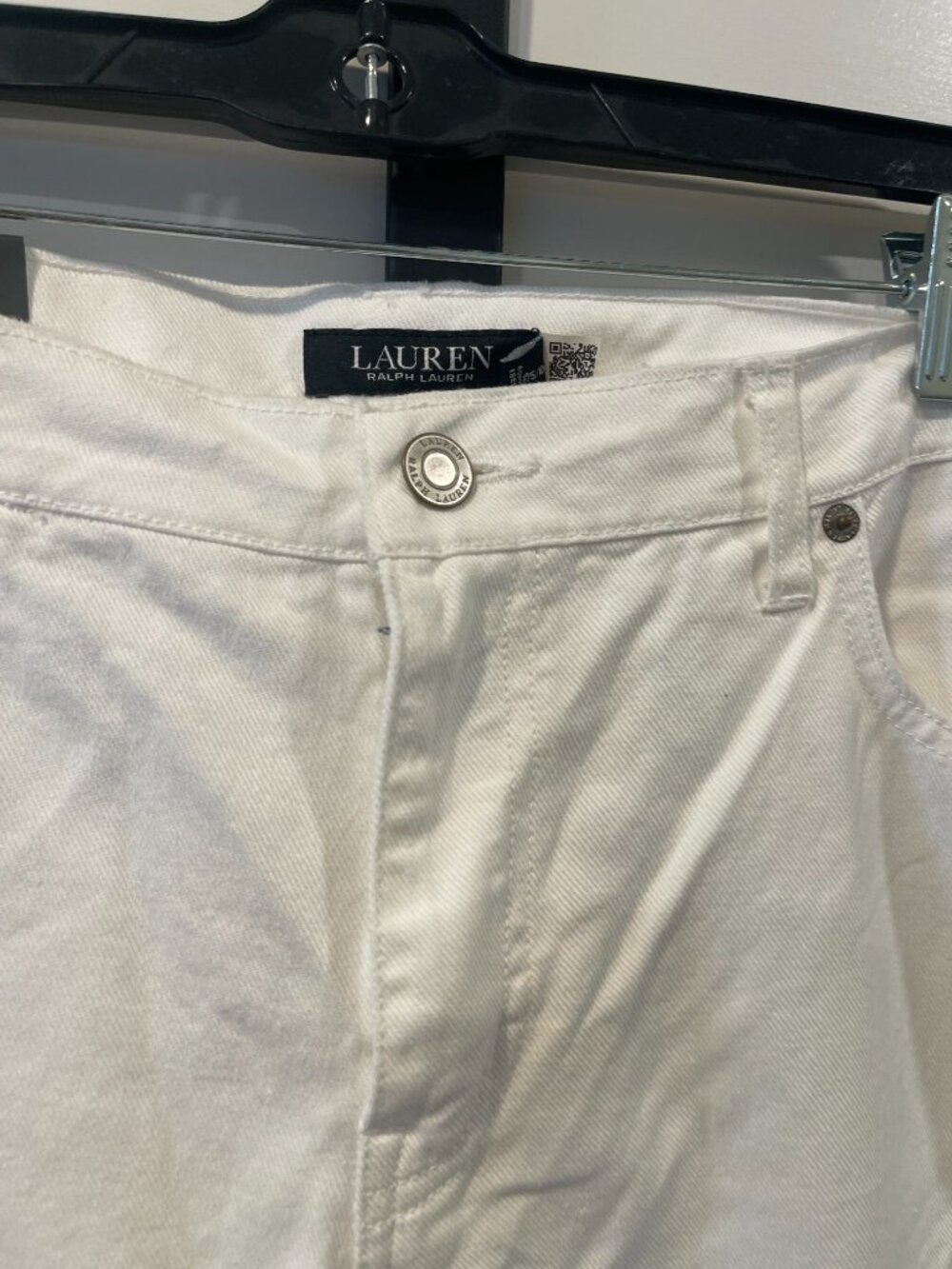 Women's New Ralph Lauren White Cotton Jeans w/Lace Details Sz 16W $195 - Picture 3 of 13